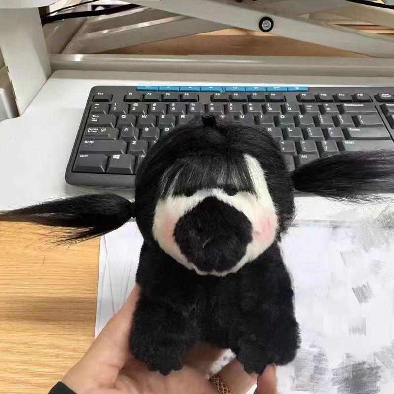 White Cute Ugly Monkey Plush Toy Fried Hair Backpack Pendant Key Chain Doll Gift