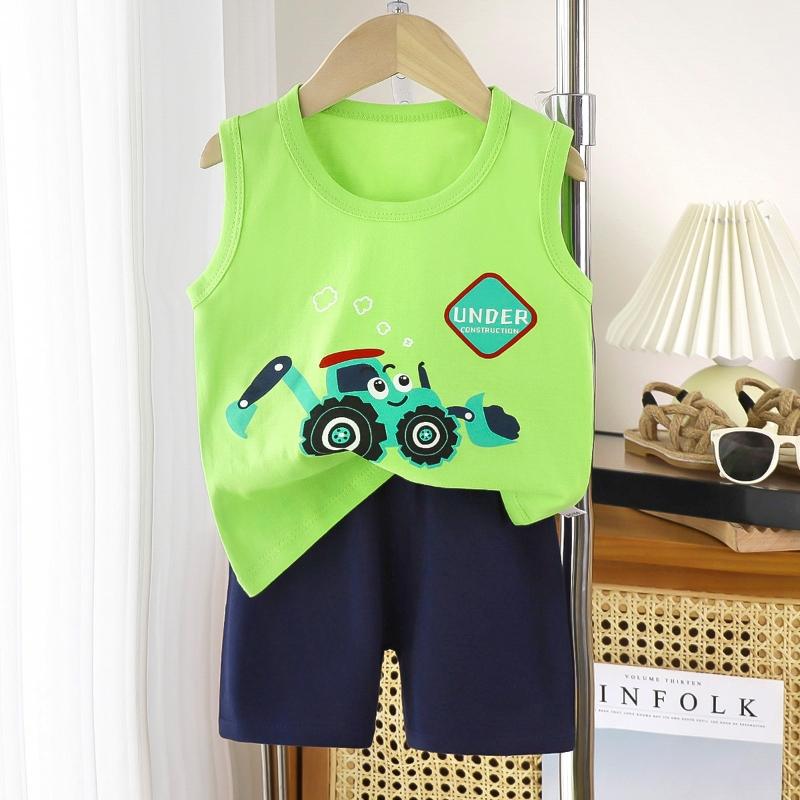 2pcs/set Children Sets Kids Cartoon Vest Suit Summer Sleeveless Tank Tops + Shorts Set Toddler Baby Boys Girls Outfits Clothes