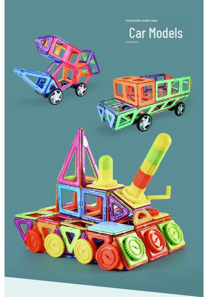 Large Magnetic Building Tiles Set for Kids - Educational Suction Magnet Blocks