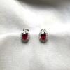 Genuine Ruby Halo Oval Stud Earring Handmade Sterling Silver Jewelry For Beloved