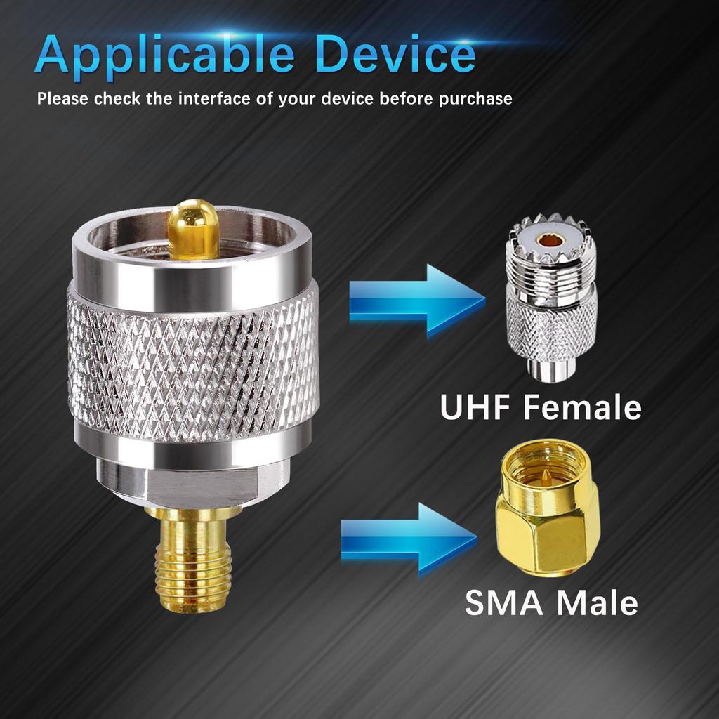 SMA to PL259 Adapter TUOLNK SMA Female to UHF M Type Male Coaxial Connector for CB Radio Antenna SO239 Male MP to SMA Female Jack Coaxial Adapter 2pcs