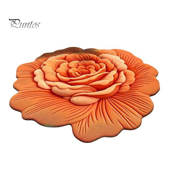 Sunflower Shaped Bath Mat Floor 3D Floral Design Non-Slip Dot-Embossed Backing Quick-Drying Large Rug Plush Carpet Soft Comfort Home Decor Moisture