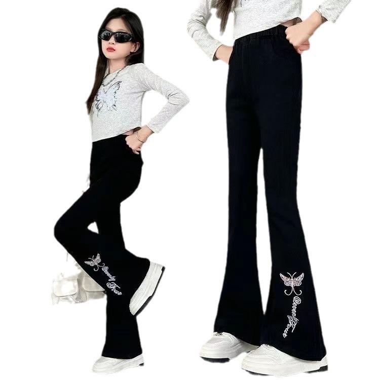 Pantalon Flare Doublé Polaire pour Filles: Vêtements décontractés tendance automne/hiver pour préadolescents