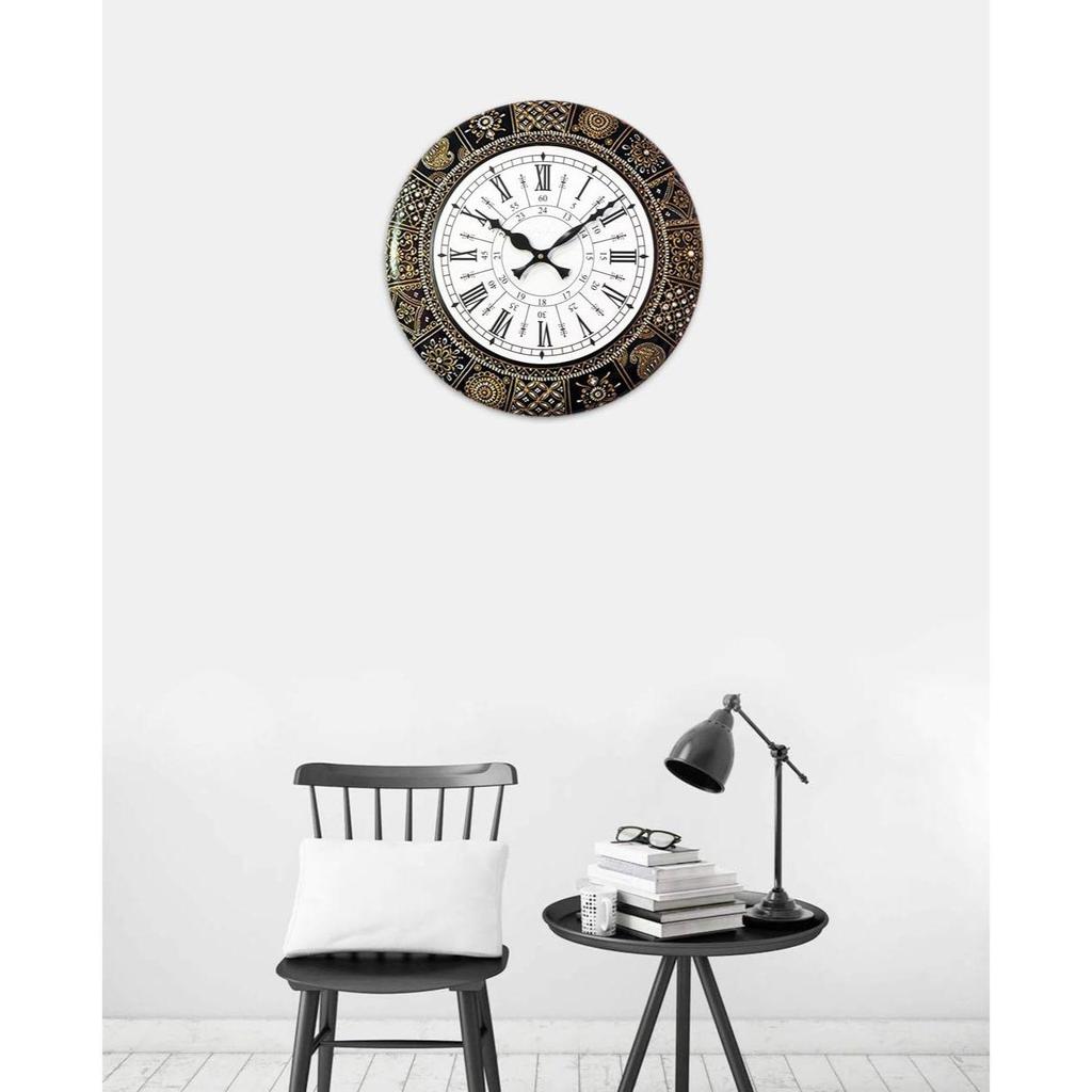 Blumenmalerei Holz Antik Analog Wanduhr für Zuhause, Büro, Schule, Fitnessstudio, Geschäft und zum Verschenken |