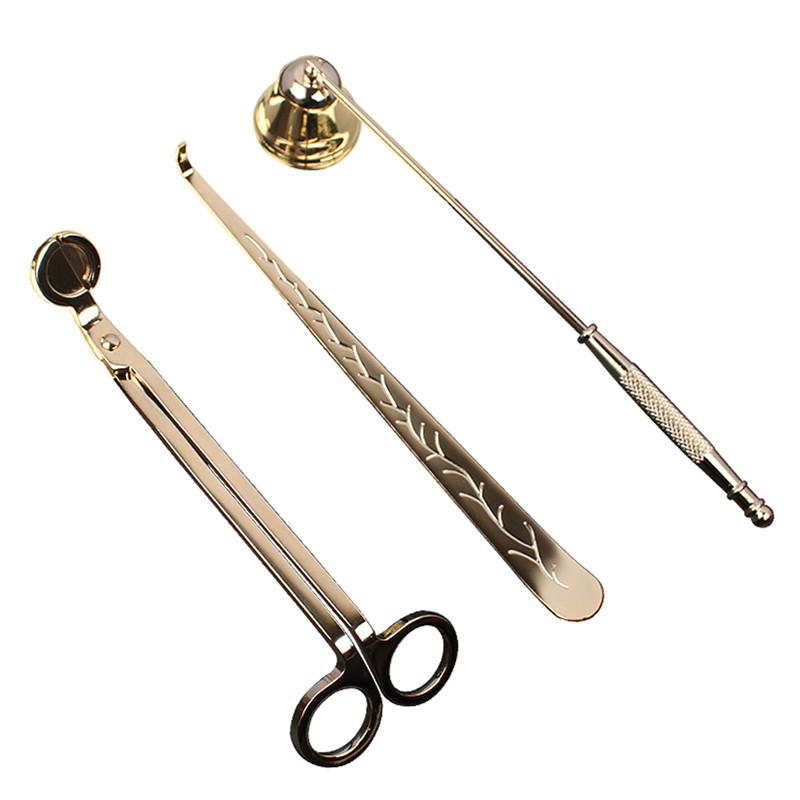 3PCS Wick Trimmer Home Care Modern Candle Tool Set Tray Rustproof Lovers Gift Snuffer Stainless Steel Portable Accessories