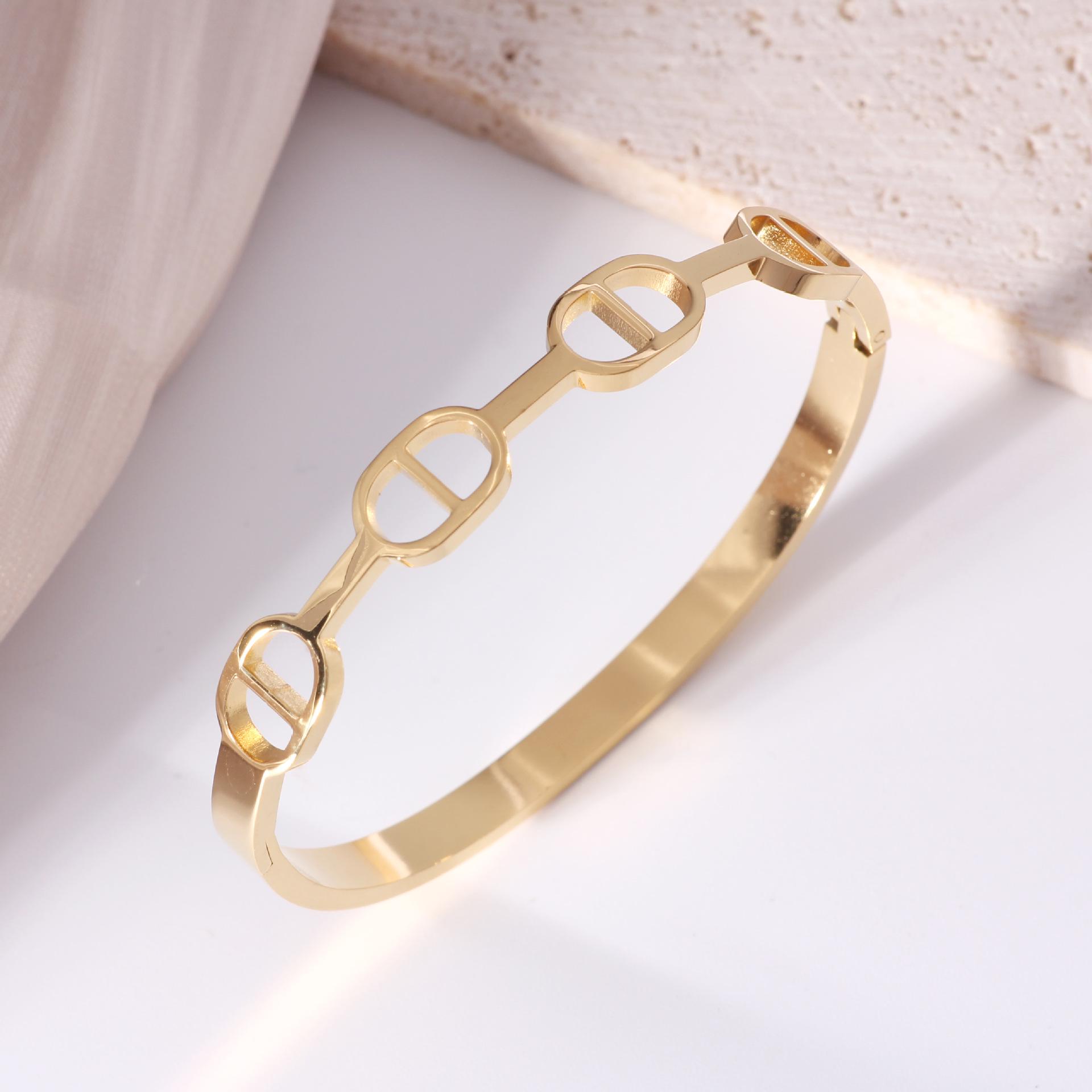 

Геометрический браслет из нержавеющей стали в виде свиного пятачка – Модный браслет в европейском и американском стиле для женщин