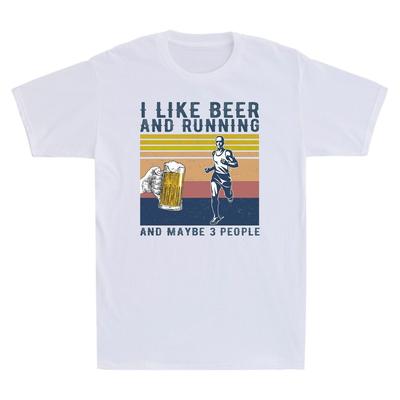 I Like Beer And Running And Maybe 3 People Funny Vintage Men's Cotton T-shirt Unisex T-Shirt
