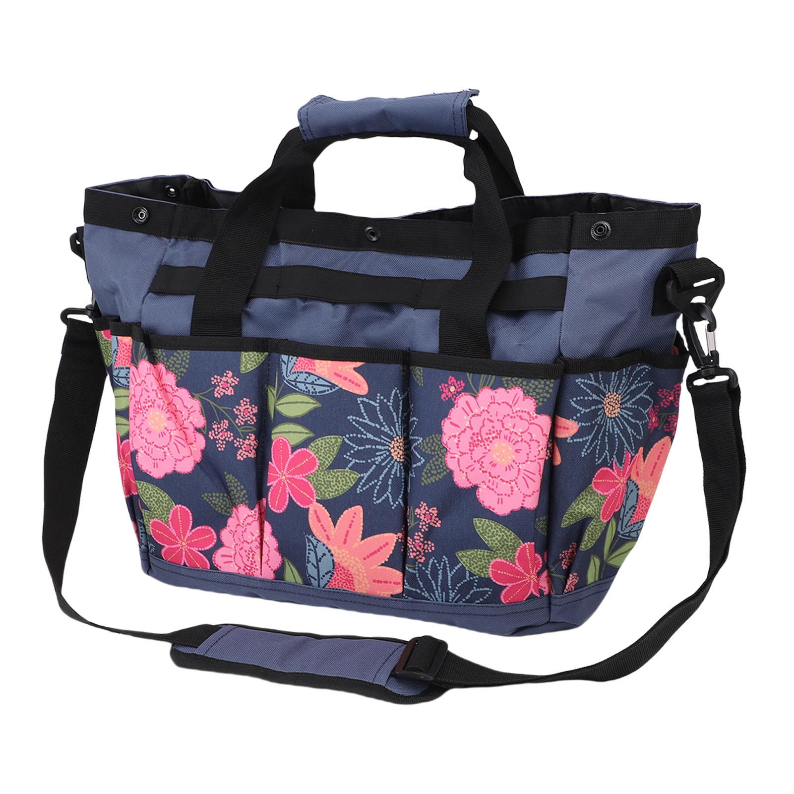 Garden Tool Bag Oxford Cloth Floral Portable Gardening Tool Kit Holder Organizer with Multiple Pockets and Handle for Outdoor