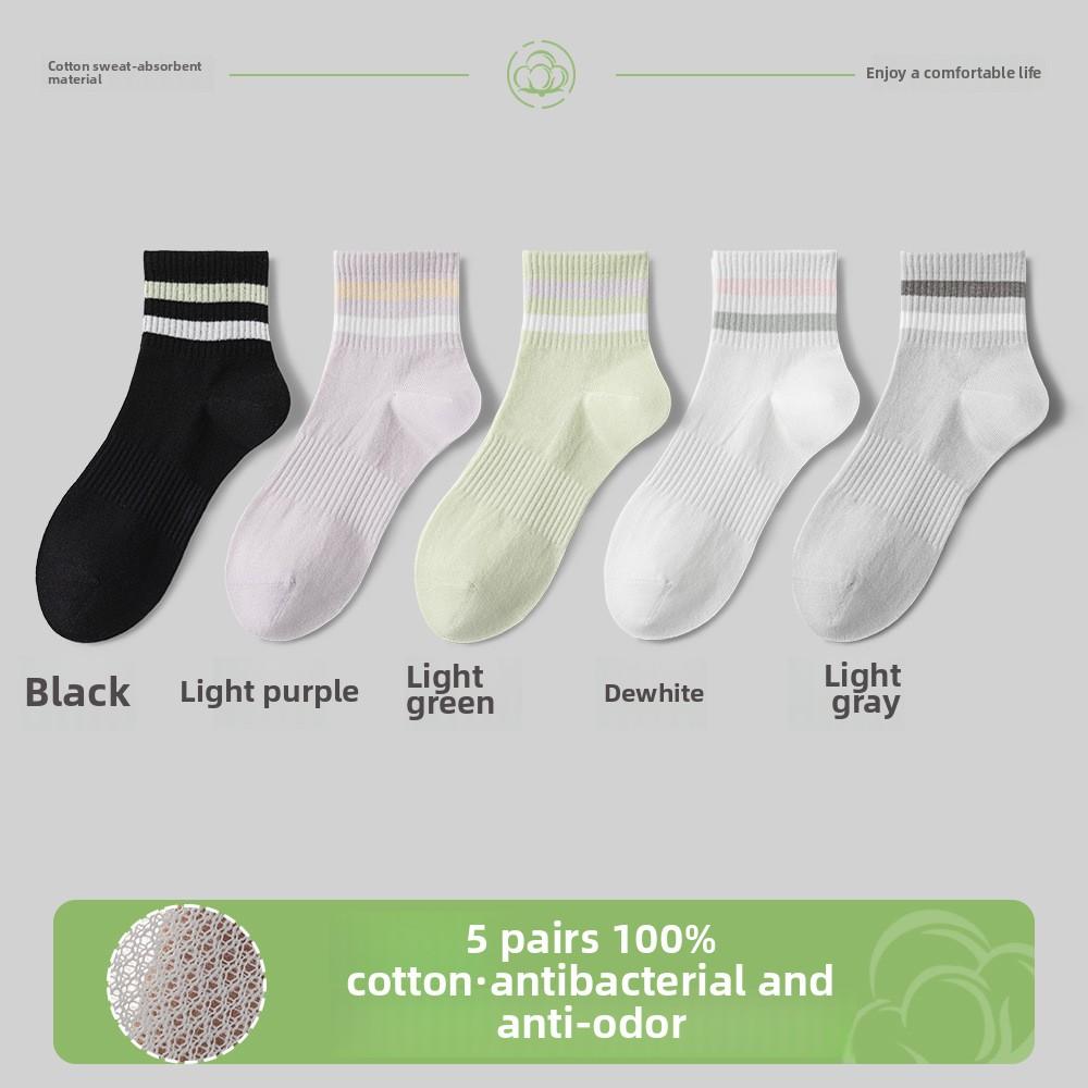 5 Pairs of Female Spring and Summer Leisure Sports Wear A Trend In Tube Socks