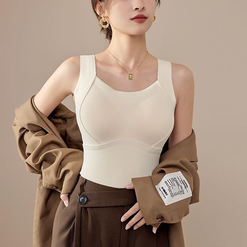 Bottoming Vest 3D Cup Shape Warm Comfortable Self-Heating Thermal Top Padded Seamless Autumn Winter Base Vest