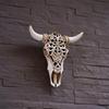 Bullen Schädel Wanddeko Harz Bullen Schädel Ornament 3D Hohl Bullen Schädel Wandskulptur Retro Longhorn Kuhkopf Ornament für Zimmer