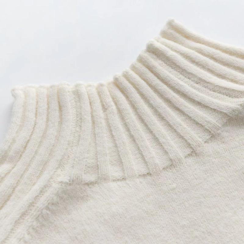 IHUASU Women's Autumn and Winter Solid Colour Sweater High Neck Pullover Loose Women's Solid Colour Sweater