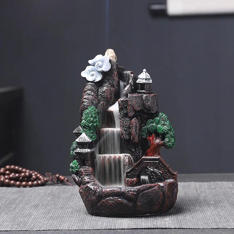 Resin Alpine Flowing Water Aromatherapy Furnace Ornamental Sandalwood Creative Rockery Backflow Incense Furnace, Home Decoration