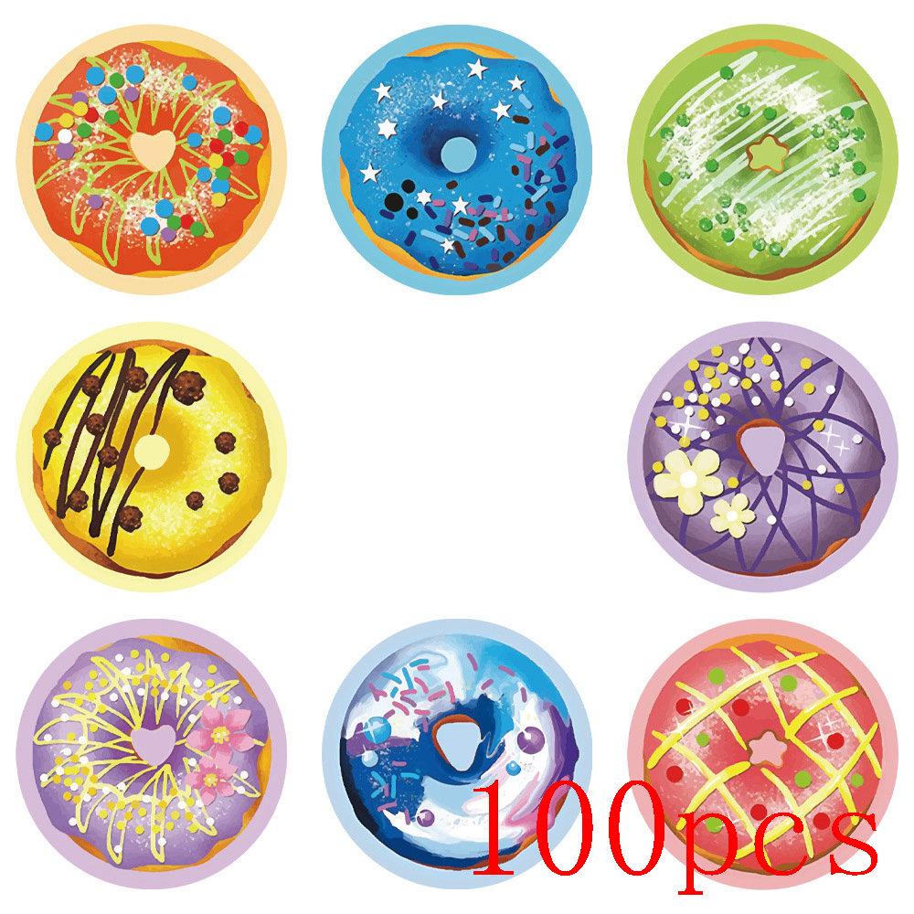 50-500Pcs Donuts Sticker 1Inch Colorful Kids Label Baking Store Decorations Classroom Teacher Encourage Student Reward Stickers