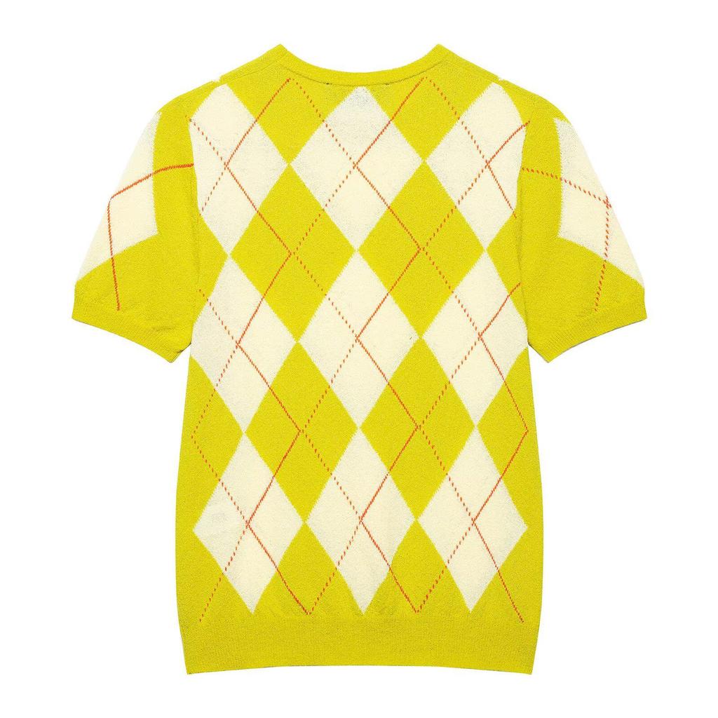 Spring 2025 Women's European & American Style Diamond Pattern Knit Top