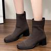 Fashion High Heels Women Weave Ankle Boots 2025 Winter Designer Chunky Shoes New Trends Casual Shoes Snow Chelsea Cozy Boots De Mujer