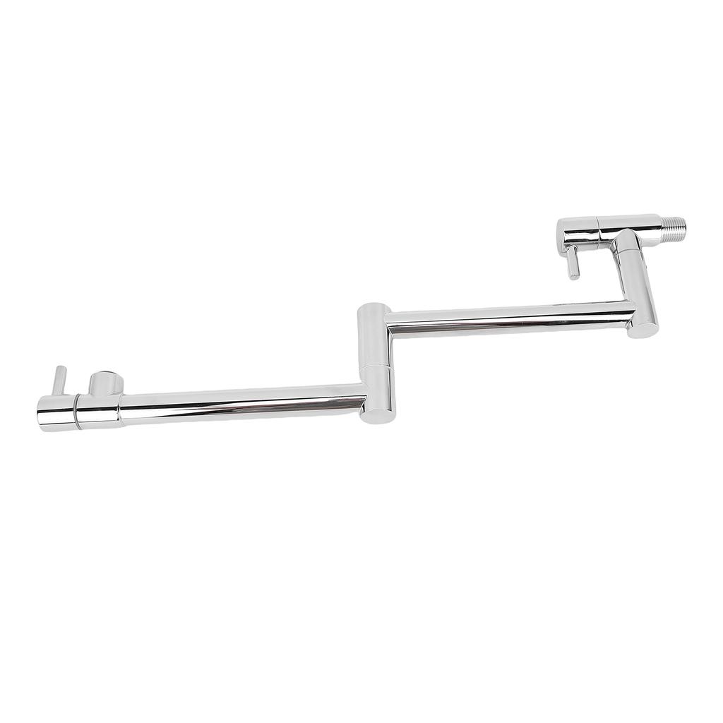Brushed Pot Filler Faucet Stainless Steel Wall Mount Commercial Kitchen Stove Stretchable Double Joint Swing Arm Single