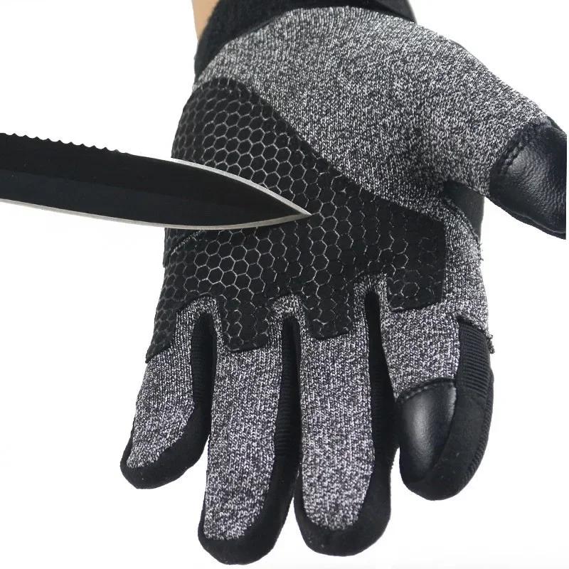 Level 5 Cut & Stab Resistant Motorcycle Tactical Gloves, Breathable Kevlar/Carbon Fiber Shell with Sheepskin Lining, Full Finger (Black,XL) чёрный