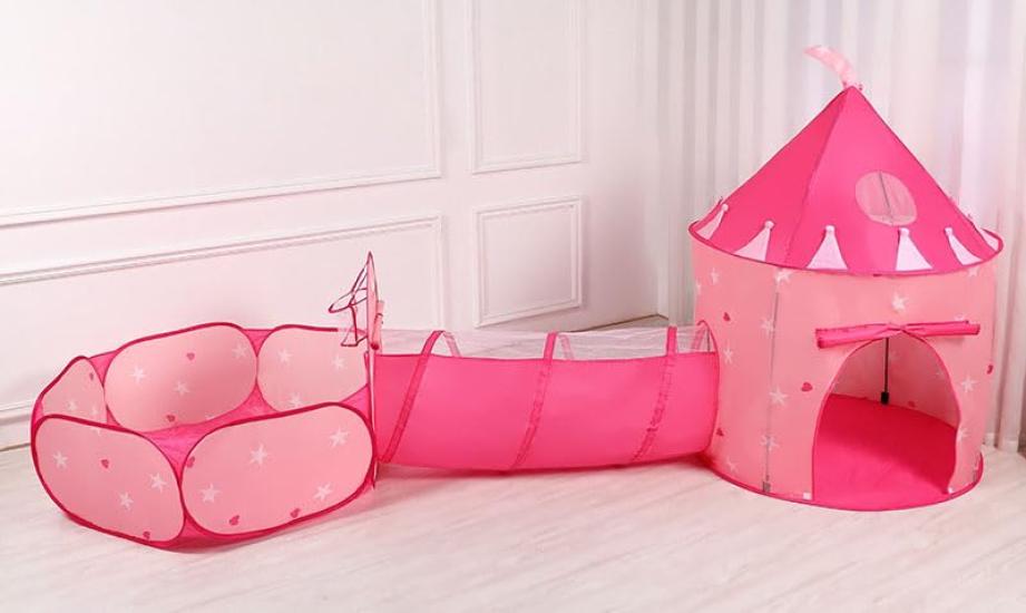 Floving 3-in-1 Kids Tent, 3-Piece Set, Foldable, Easy Setup, Kids Tent, Ball Pit, Indoor Play Tent House, Ball Tent, with Carry Bag, Marine World