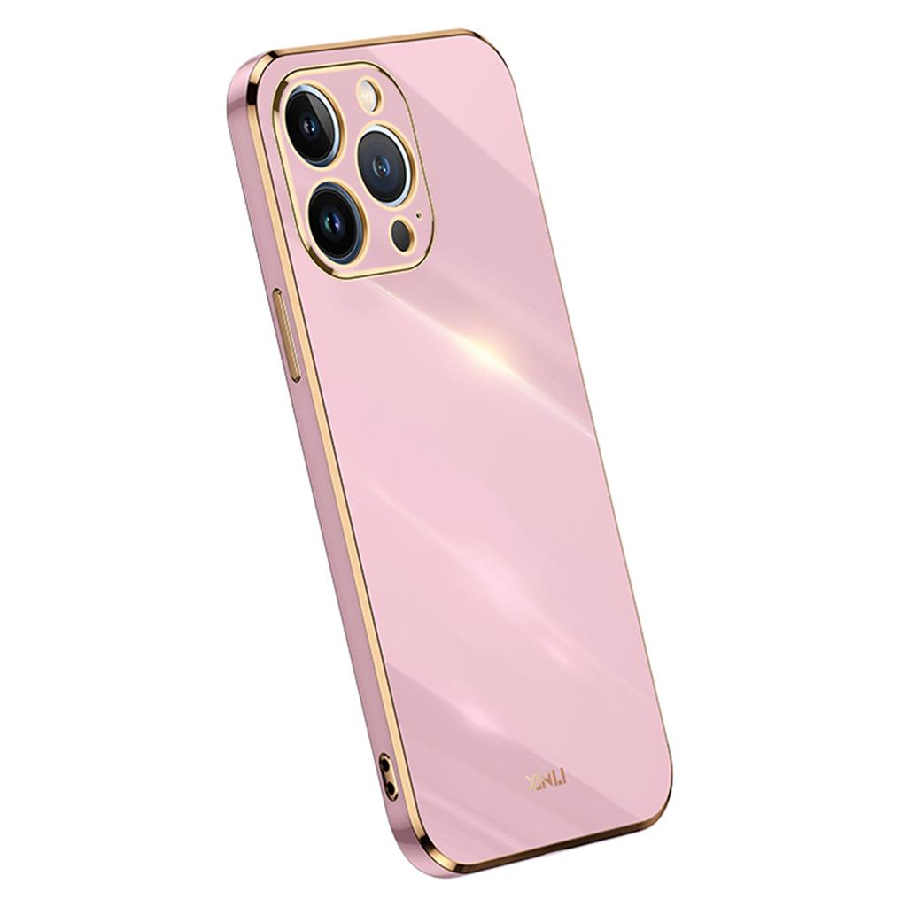 XINLI For iPhone 15 Pro Max Electroplating Gold Edge Cover Anti-drop TPU Phone Case