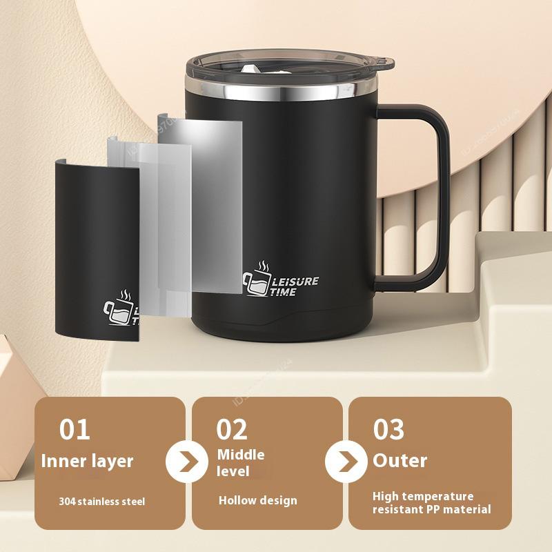304 Stainless Steel Double-Wall Insulated Creative Simple Travel Mug with Lid Ideal for Tea and Beverages Durable Stylish Design