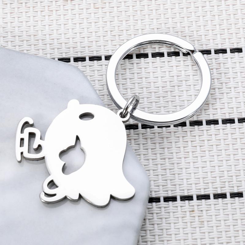 Eislaufender Vogel Edelstahl Schlüsselanhänger Niedliches Cartoon Design Mode Studenten Tasche Anhänger Praktisches Tägliches Accessoire
