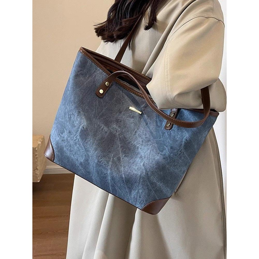 Premium sense simple shoulder bag women's new trend fashion large capacity class commuter tote bag