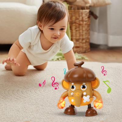 Elektrická tančící hračka s LED světlem, hudbou, nahráváním, ananas, slon, hranolky, červené ovoce, chodící hračka, batolata, čas na bříšku, interaktivní, lezení