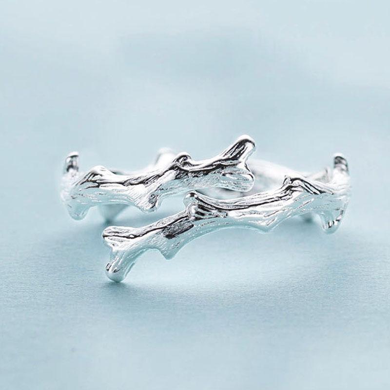 Plum Flower Adjustable Ring For Women Cute Bird Branches Cross Opening Finger Ring Personality Birthday Party Wedding Jewelry