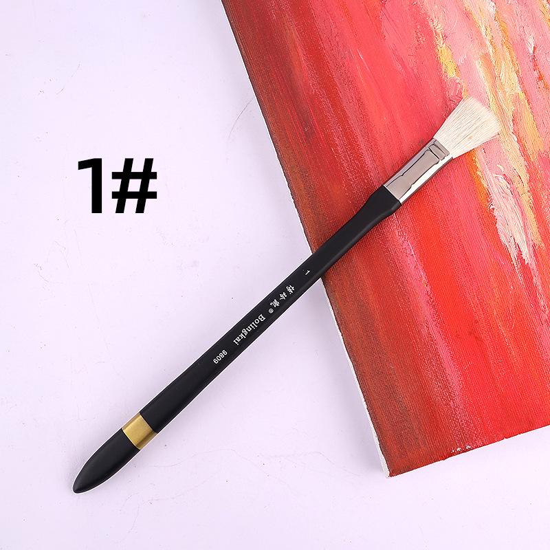 Large Sheep Hair Flat Oil & Acrylic Paint Brush Set, Soft Bristles, Flat Head Size 1 чёрный