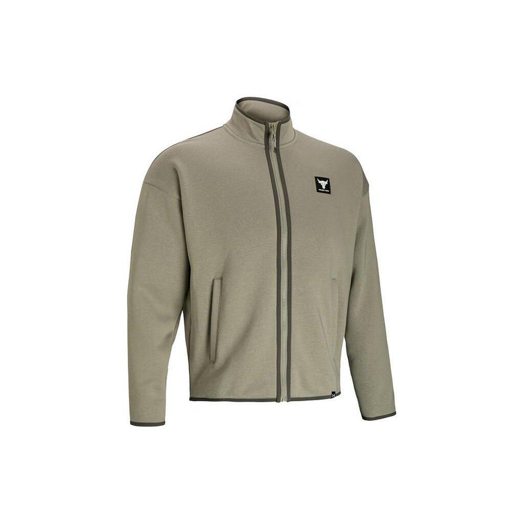 Under Armour Project Rock Solid Color Casual Loose Fleece Long Sleeve Jacket Men Jacket Gray-Green 1383188-203