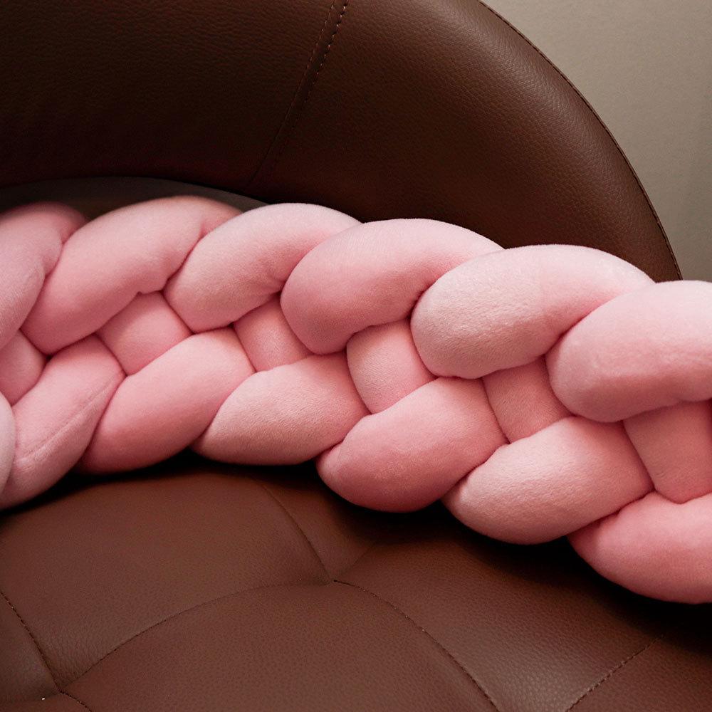Handmade Four-Strand Fishtail Braid Crib Bumper and Children's Bed Guardrail Pillow Decoration