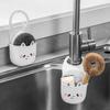 White Cartoon Cat Hanging Basket Soft Snap Fastener Faucet Sponge Holder Silicone Sink Hanging Storage Bag Faucet Accessories