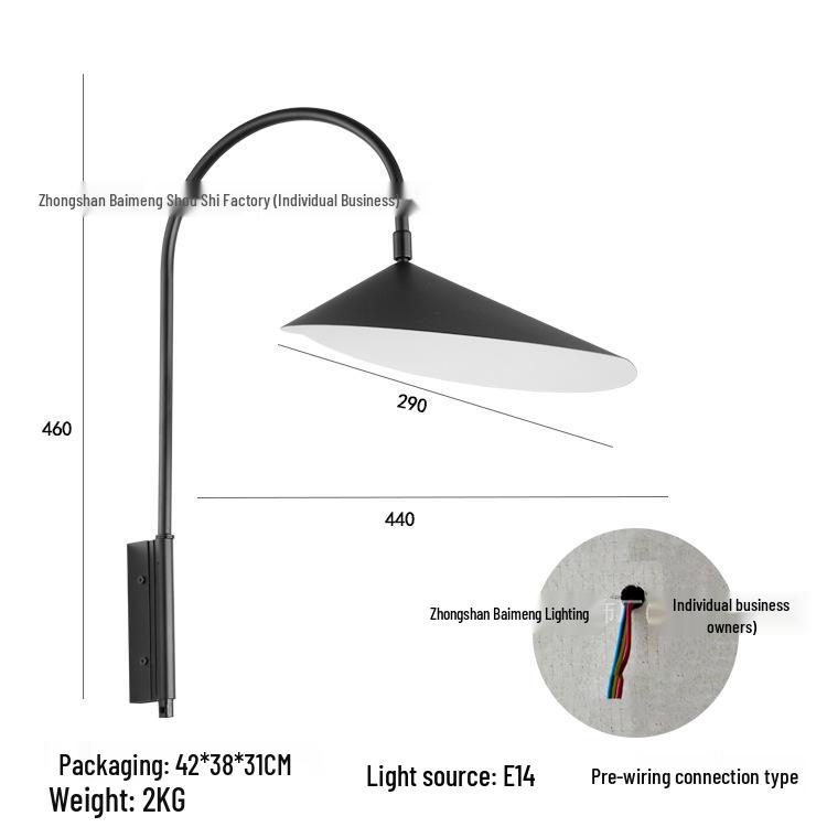 

Nordic Wabi-sabi Rotatable Wall Lamp - Danish Design for Bedroom, Living Room, or Study Room. Without E14 Eye-protecting Light Source 12W