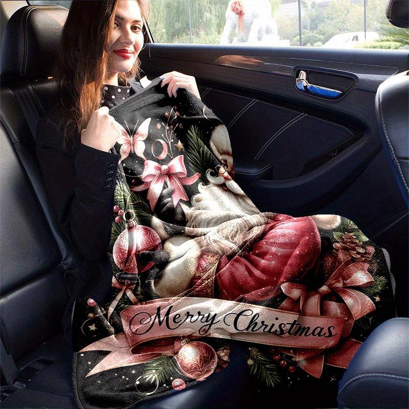 1pc Santa Claus Printing Lightweight Flannel Blanket, Comfortable and Warm Blanket, for Camping Sofa Bed and Couch Office, Gift Blankets In All