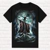 Schwarzes T-Shirt Yggdrasil Drakkar Vegvisir Runenkompass Wikinger-Stil