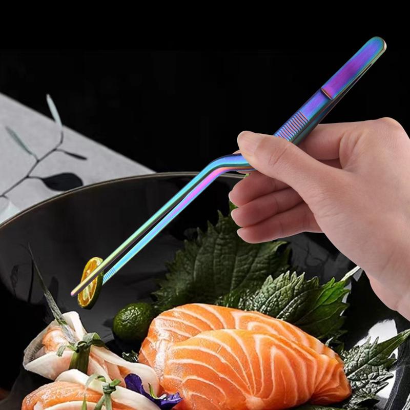 Bunte 8/12-Zoll Küchenzangen, Kulinarische Präzisionspinzette aus Edelstahl, Kochzangen für BBQ, Food-Styling & Backdekor