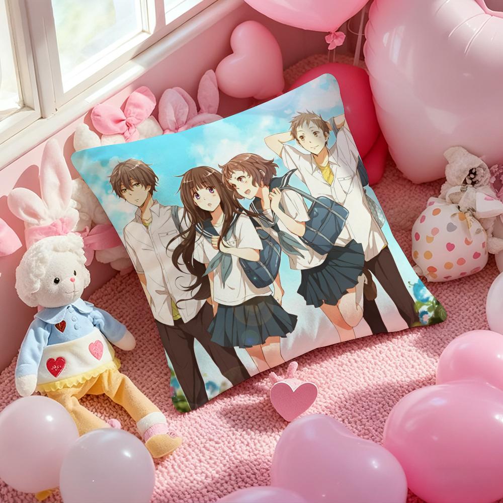Anime Hyouka Cushion Cover Pattern Printed Pillowcase for Living Room Sofa Cushion Cover & Bedroom Decor
