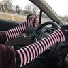 Punk Winter Warm Long Sleeves Gloves Goth Men Women Fingerless Stripe Hip-Hop Knitted Elbow Mittens Elastic Outdoor Warmer Arm