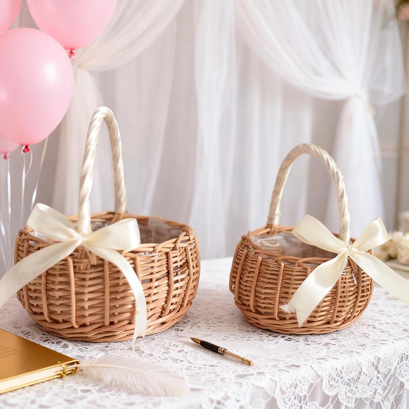 Cesto da Picnic e da Conservazione in Salice e Bambù Intrecciato a Mano per Fiori e Frutta