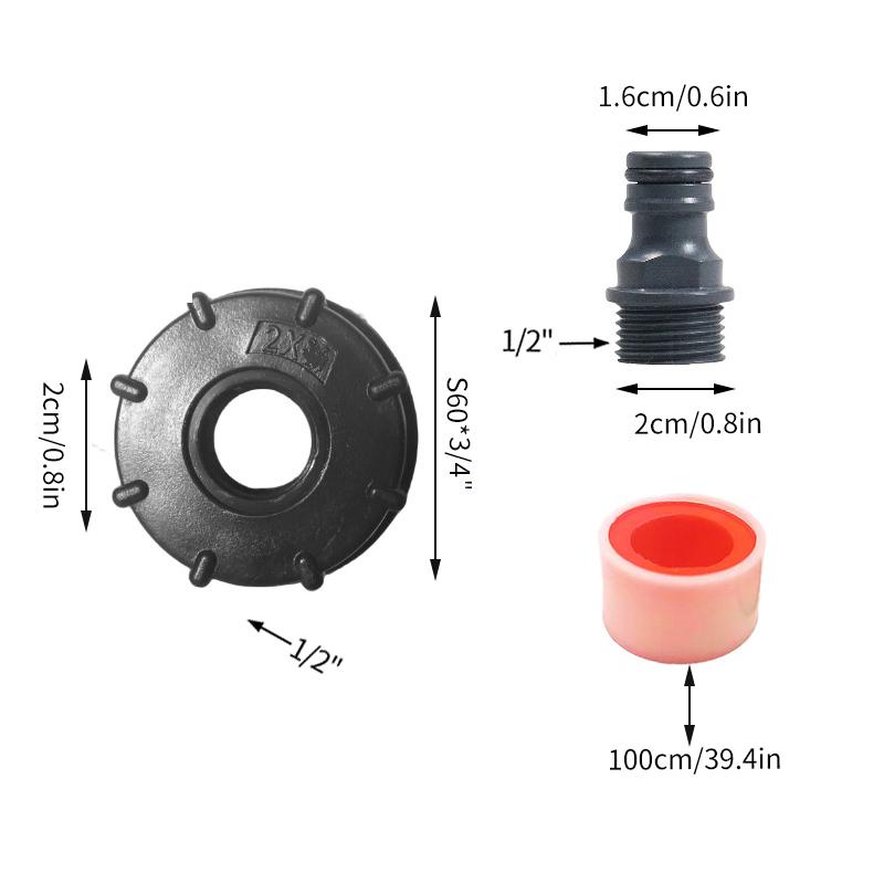 Ibc Tank Tap Adapter 1/2" 3/4" S60 Thread Connector Ton Bucket Valve Joint Accessories Ibc Tank Fitting 1-Inch Valve Adapter