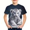 T-Shirts for Boys Cute Cartoon Tiger 3D Print Short Sleeves Graphic T Shirts Fun Children's Clothing Sporting Style Boys Clothes