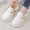 New fashionable solid color bag head sandals casual indoor and outdoor wear flat beach one pedal women's half pack of sandals
