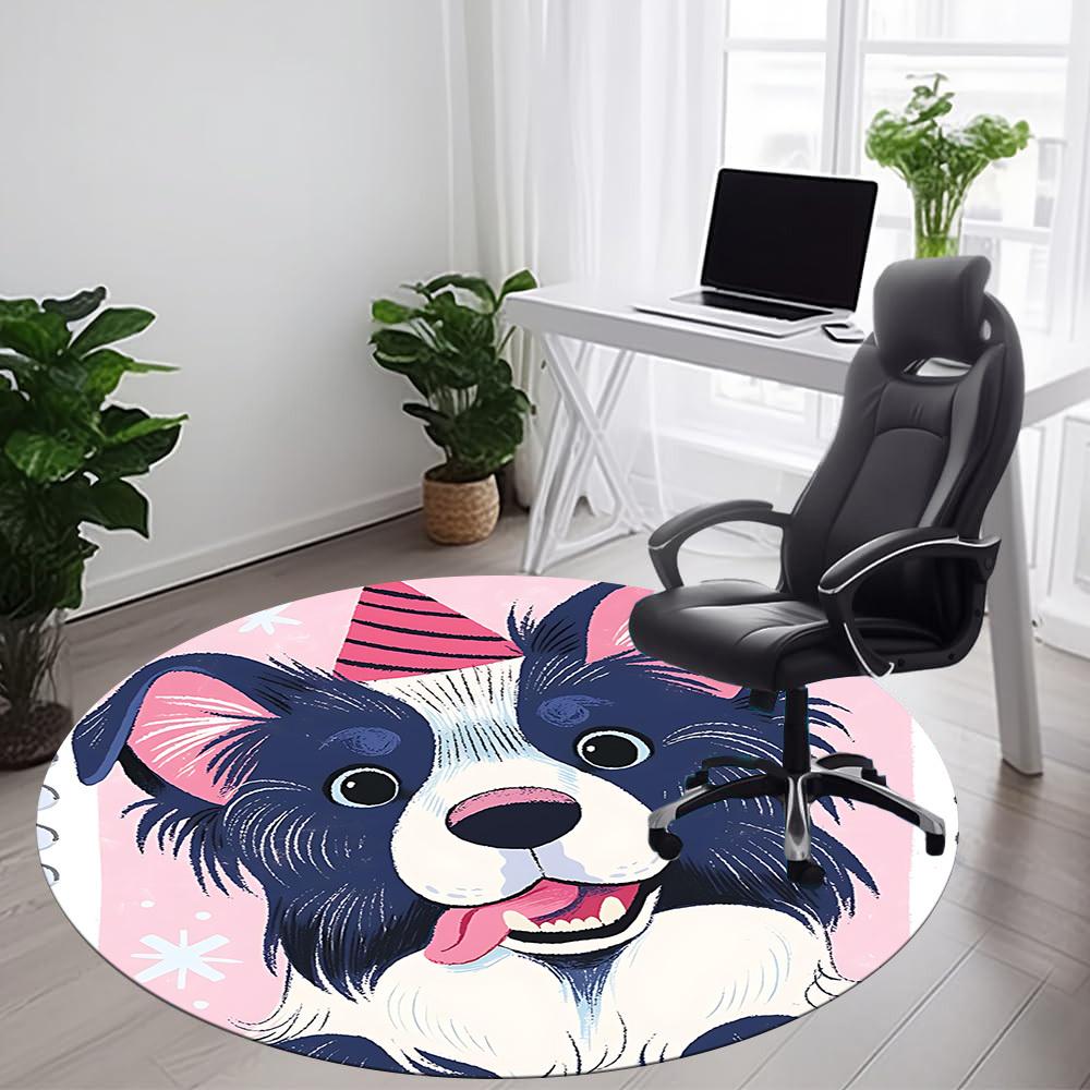 1PC Dogs Pet Office Round Area Rug, Mat Suitable ForOffice, Under Office Chairs Bedroom Living Room Home Decor, Room Deco