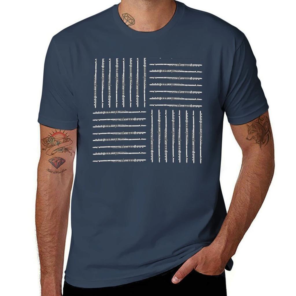 Flute Crosshatch Pattern TShirt Retro Style Print Casual Top