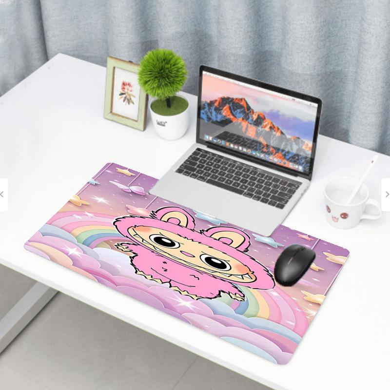 Labubu Print Mouse Pad, Anti‑Slip Desktop keyboard Mat, for PC Laptop Gaming Working Daily Use, Cool Festival Surprise Gift