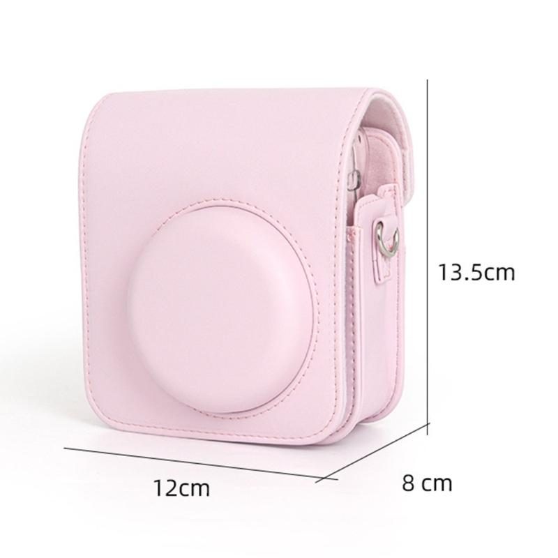 PU Leather Soft Camera Case Travelling Bag Shoulder Bag for Mini12 Film Camera Bag + Shoulder Straps
