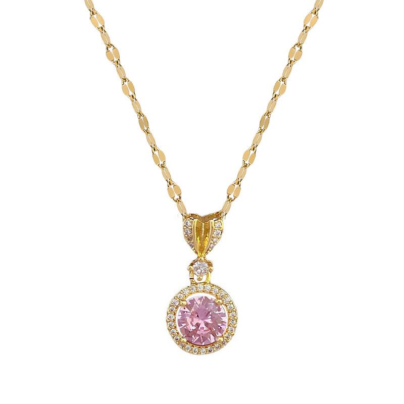 Love Round Necklace Earrings Set Light Luxury Slightly Inlaid Personalized Temperament Banquet Earrings Item Combination