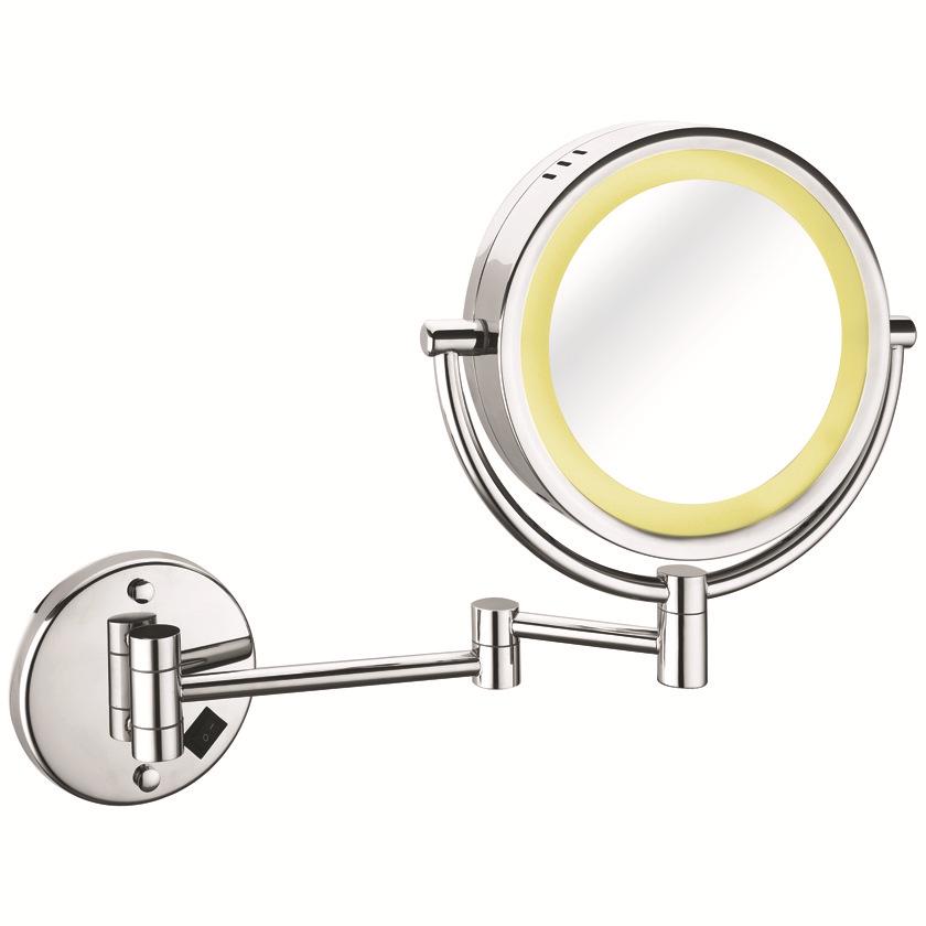 LED Wall-Mounted Telescopic Stainless Steel Makeup Mirror - Double-Sided, High-Definition, Magnifying for Bathrooms