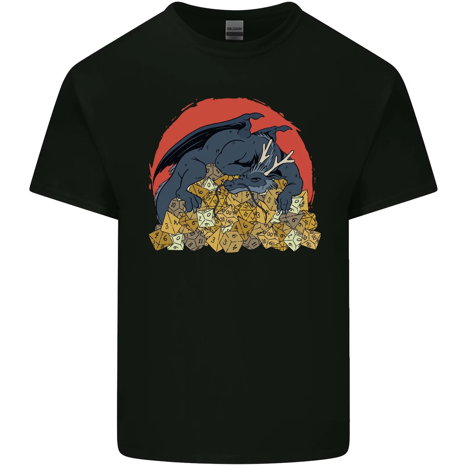 RPG Sleeping Dragon Roleplay Games Dice Kids T-Shirt Childrens M